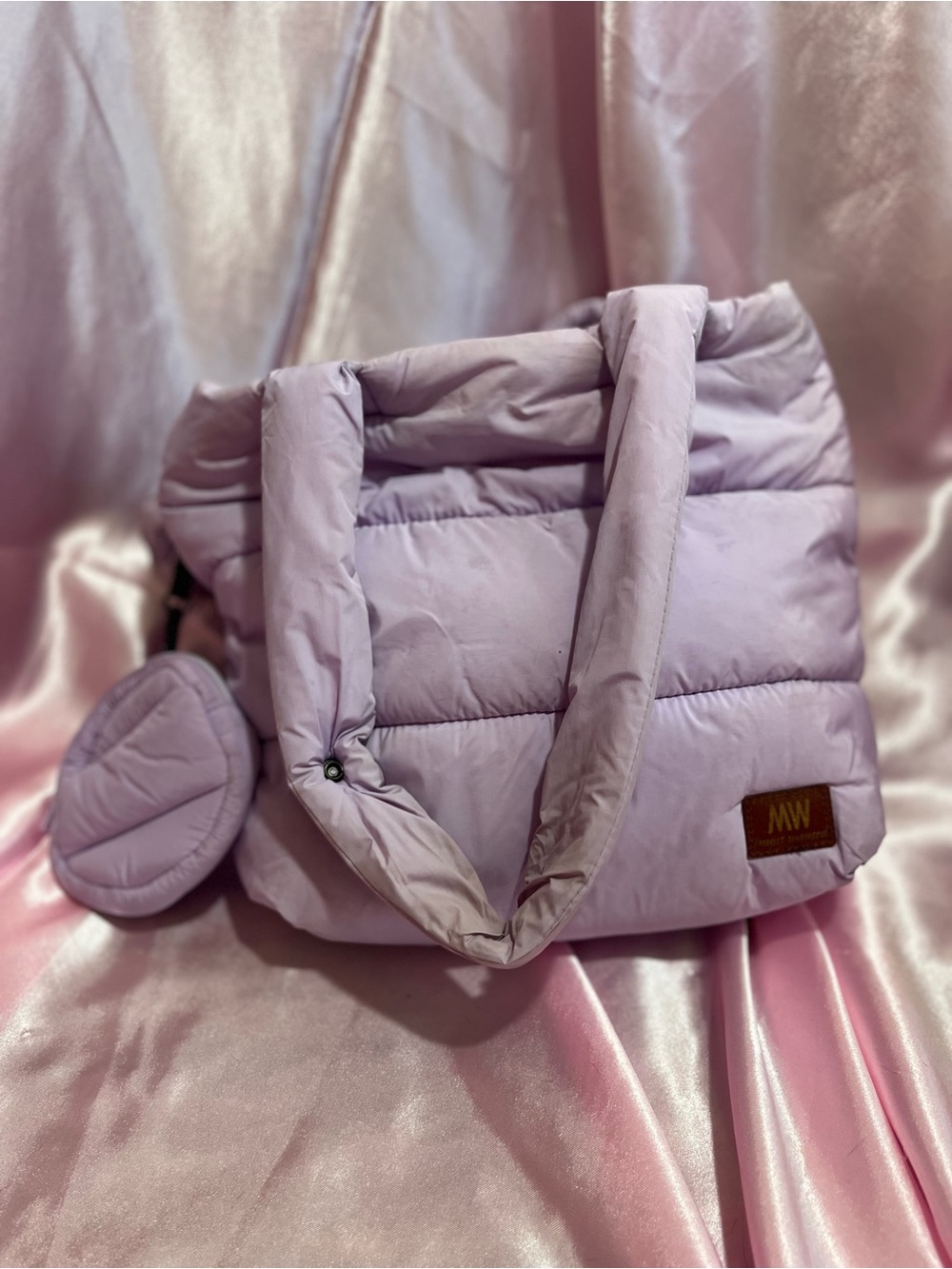 Lavender Quilted Tote Bag with Pouch
